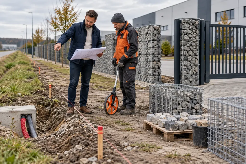 Zarządca i wykonawca wyznaczają przebieg ogrodzenia gabionowego